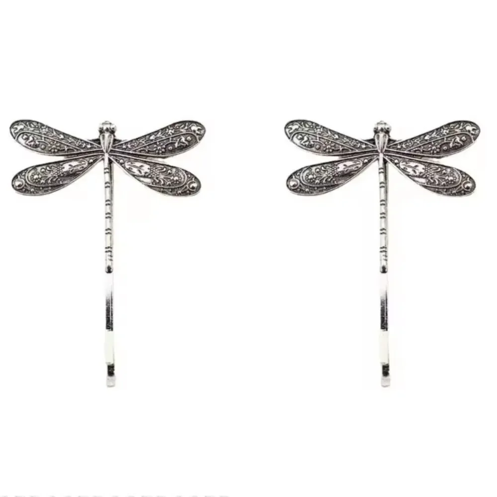 New ZARA Silver Dragonfly Hair Clips